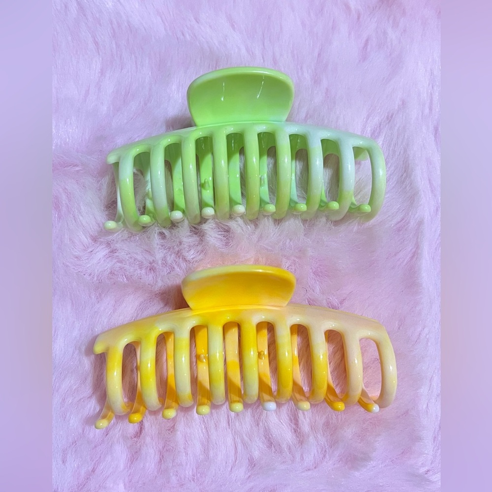Hair Claw Clips - Green and Yellow